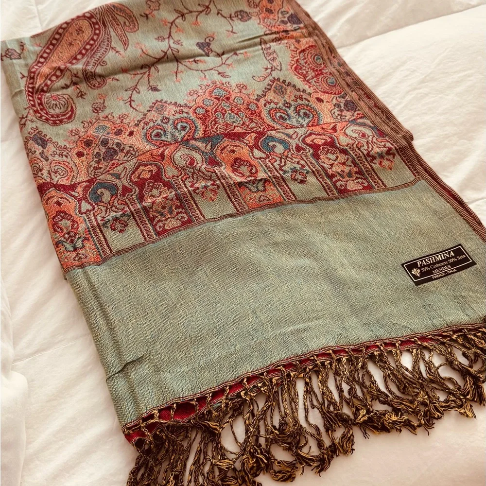 pashmina Turquoise Cashmere-Silk Wrap